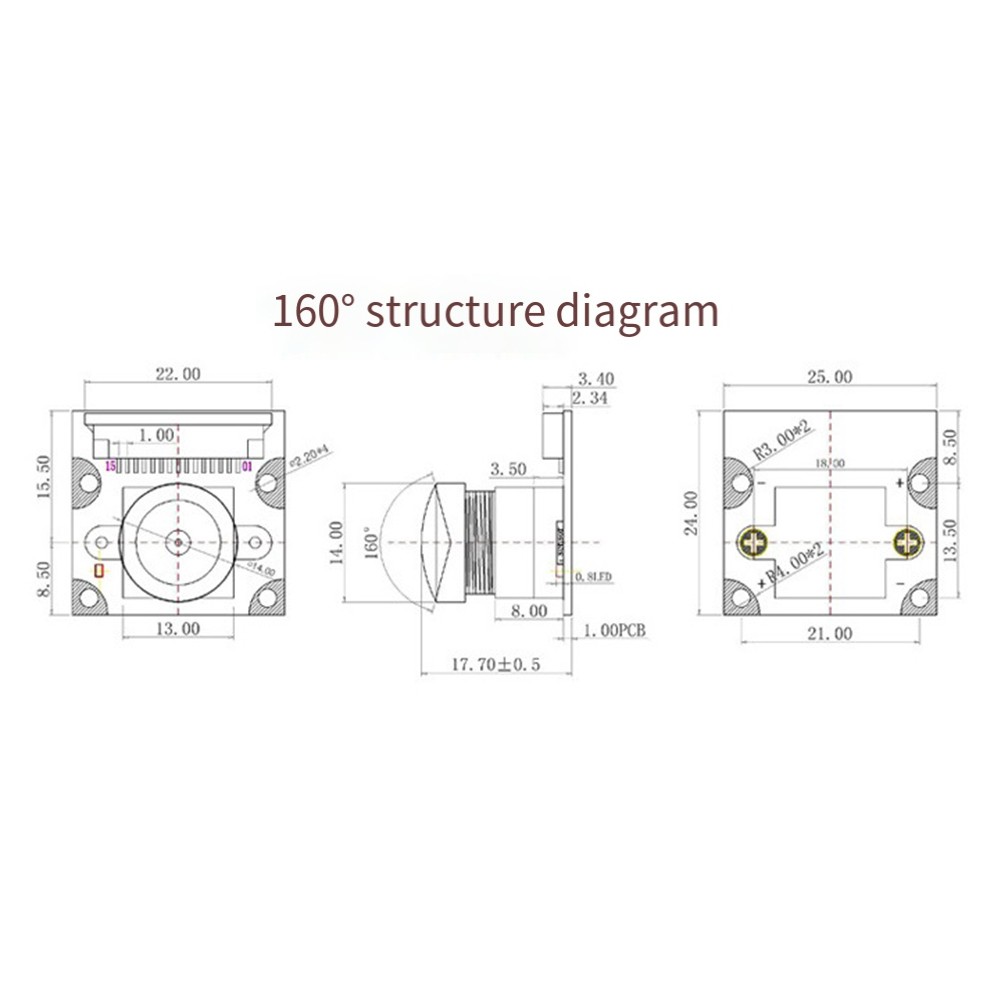 8MP Camera Module for 5 Camera IMX219 160-Degree Viewing Angle -Schni9085