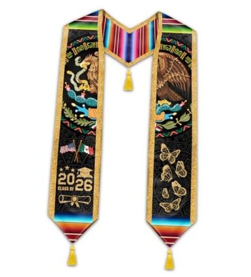 Mexican Graduation Stole Class of 2026, Hispanic Mexican One Size Mexico a
