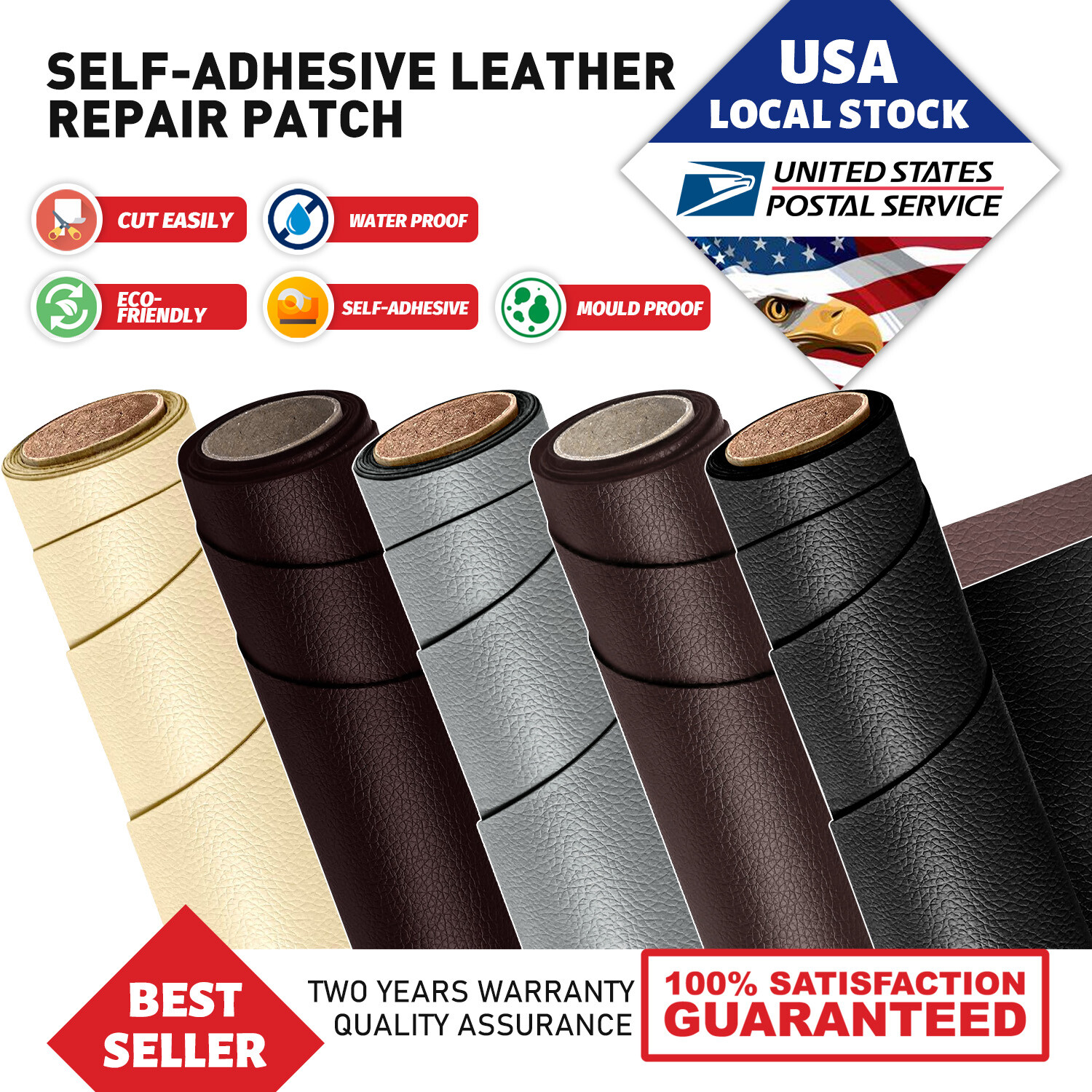 Leather Repair Patch Tape Self-Adhesive for Car Seats Couch Sofa Home Textile
