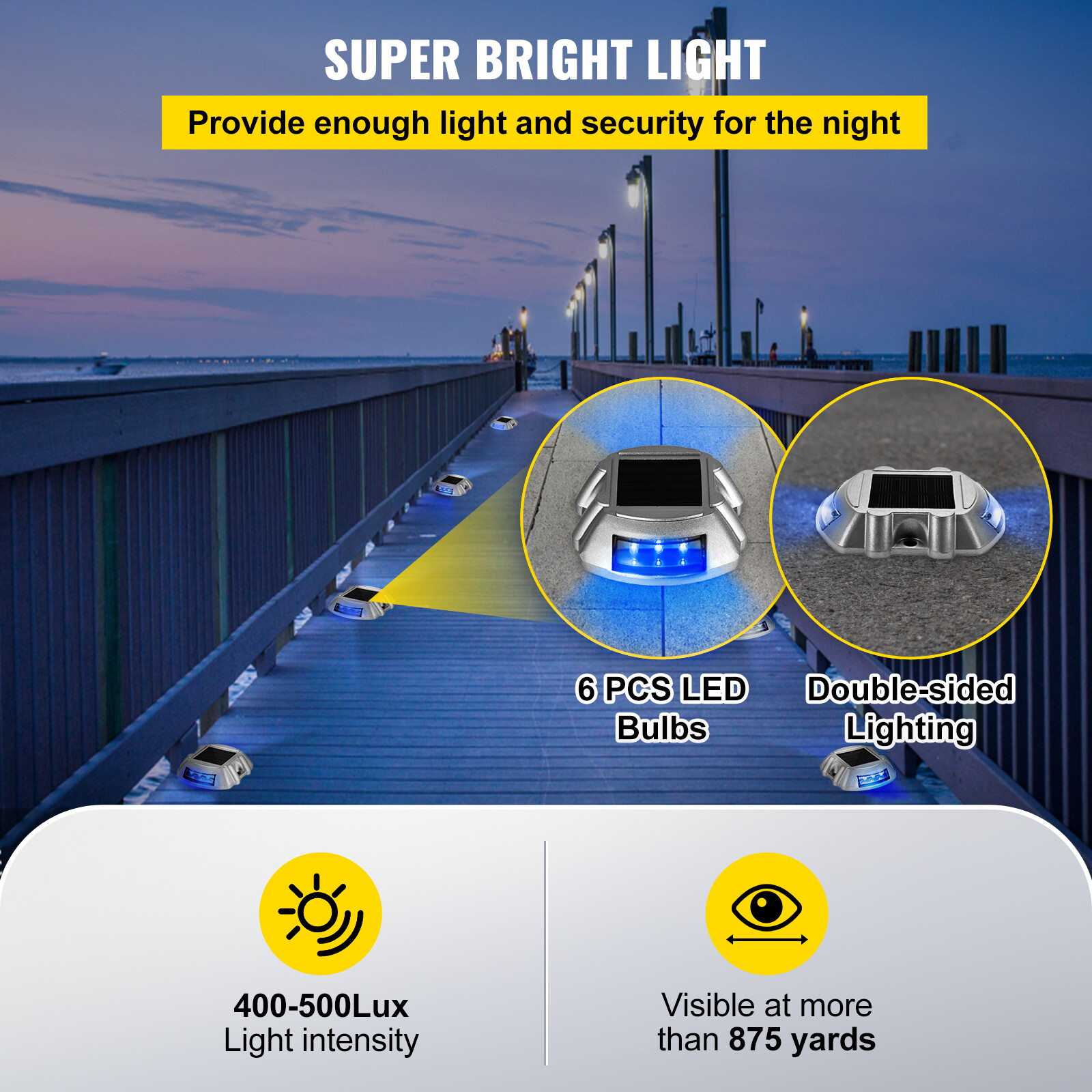 Driveway Lights, Solar Driveway Lights 24-Pack, Dock lights with Switch, in Blue