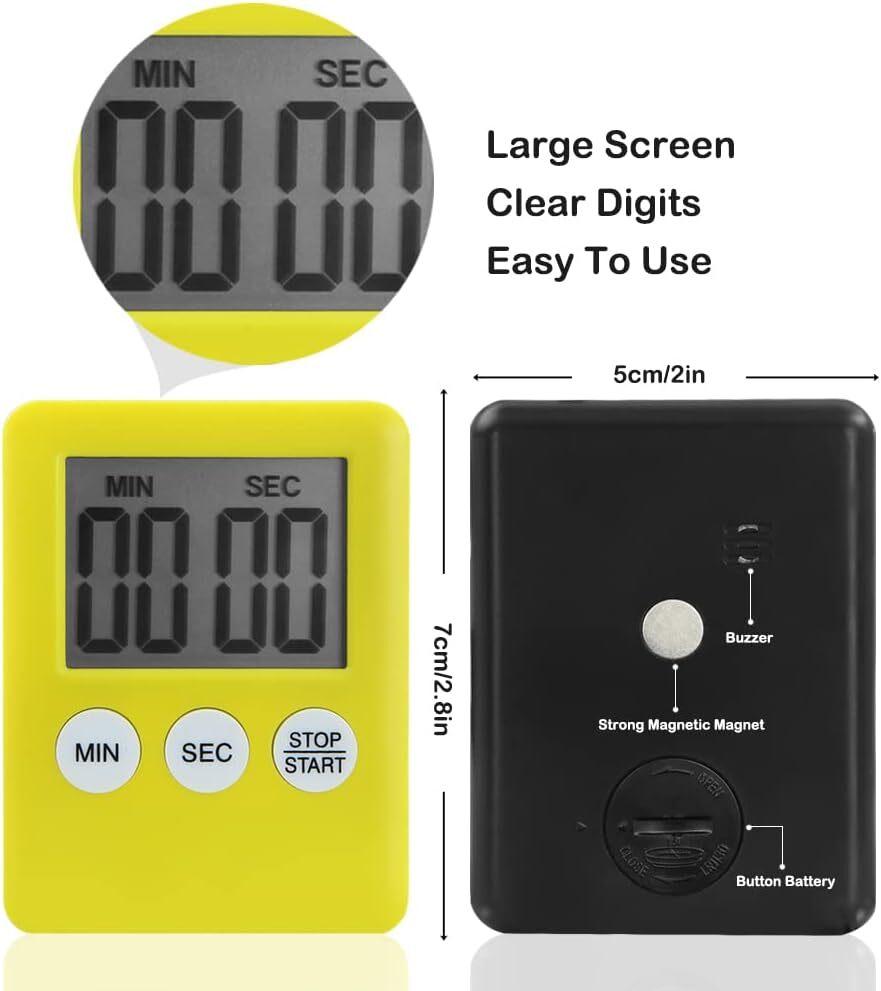 LCD Digital Kitchen Cooking Timer Count-Down Up Clock Loud Alarm Magnetic Lot