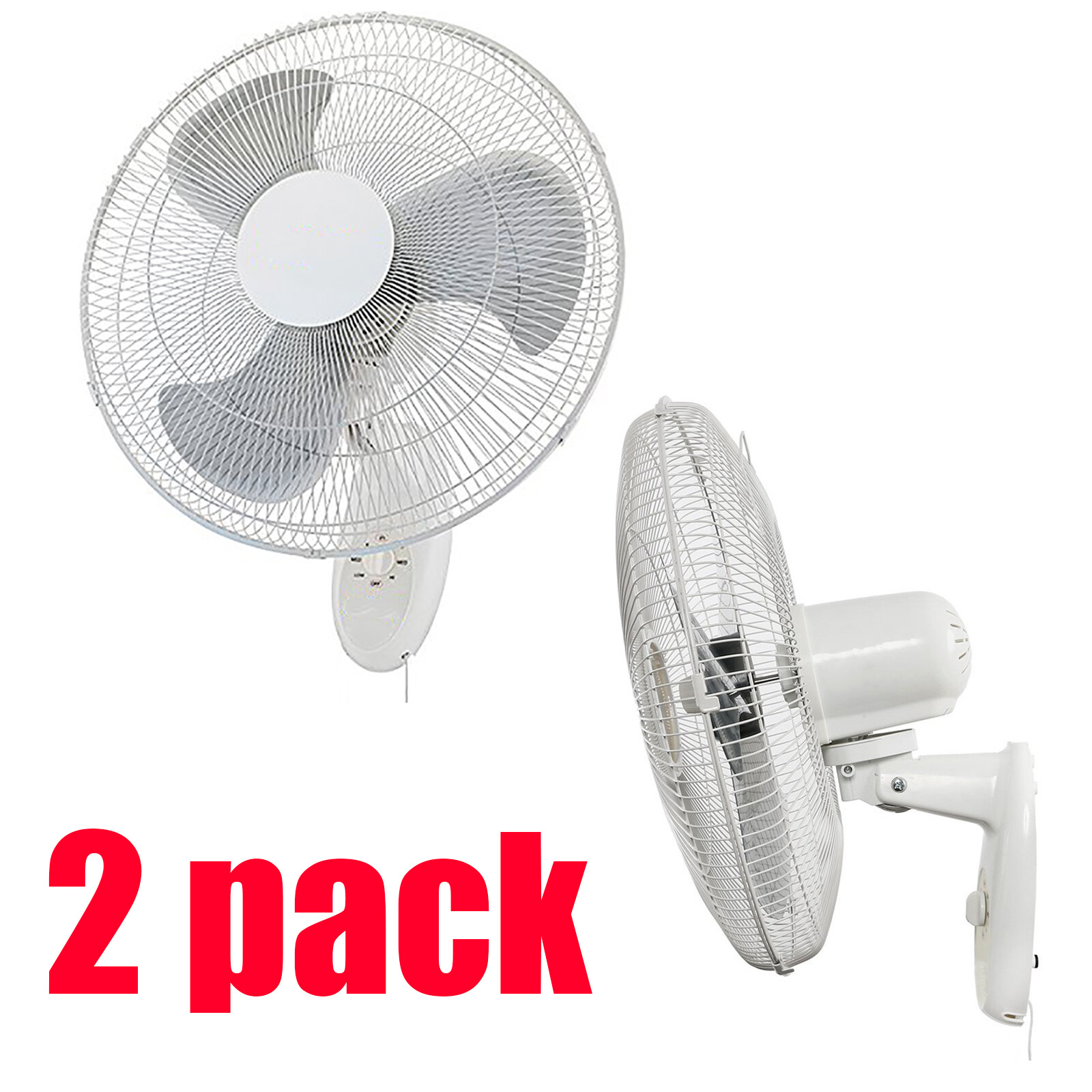 2PK 18" Wall Fan Mount Oscillating Fan 3 speed Constant Air Circulation Cooling
