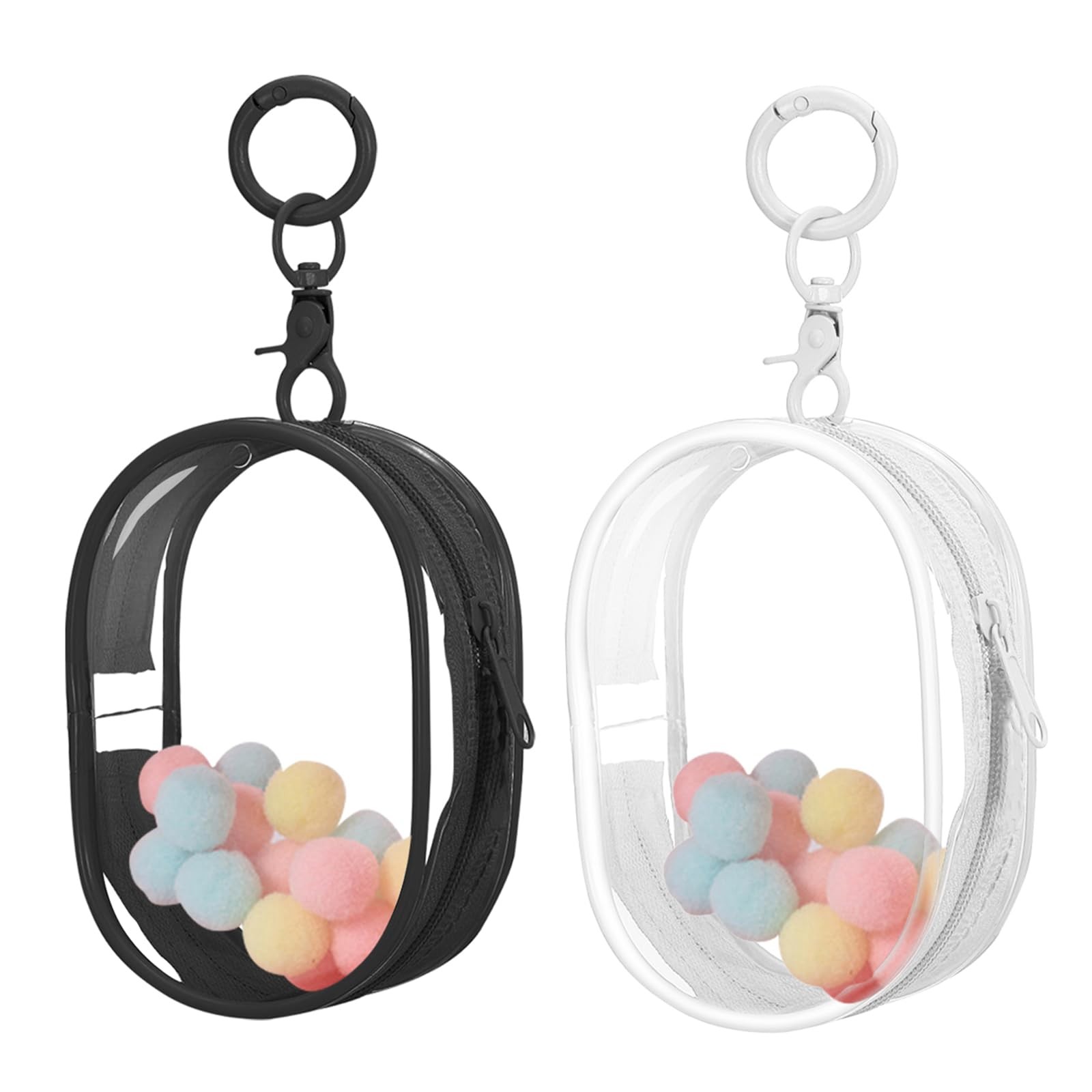 2 Pieces Clear Figure Display Bag with Keychain, Clear Pouch Keychain with Zi...