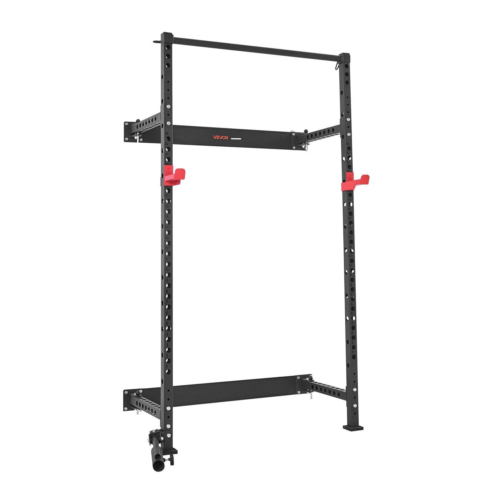 Wall-Mounted Folding Power Rack: 1000LB Capacity, Adjustable J-Hooks & Bar