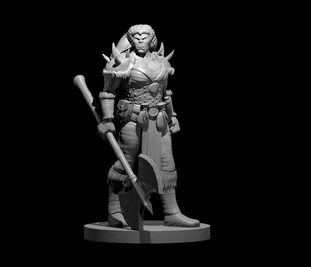 Orc Female Warrior Fighter Barbarian 28mm Scale DND D&D Tabletop Mini