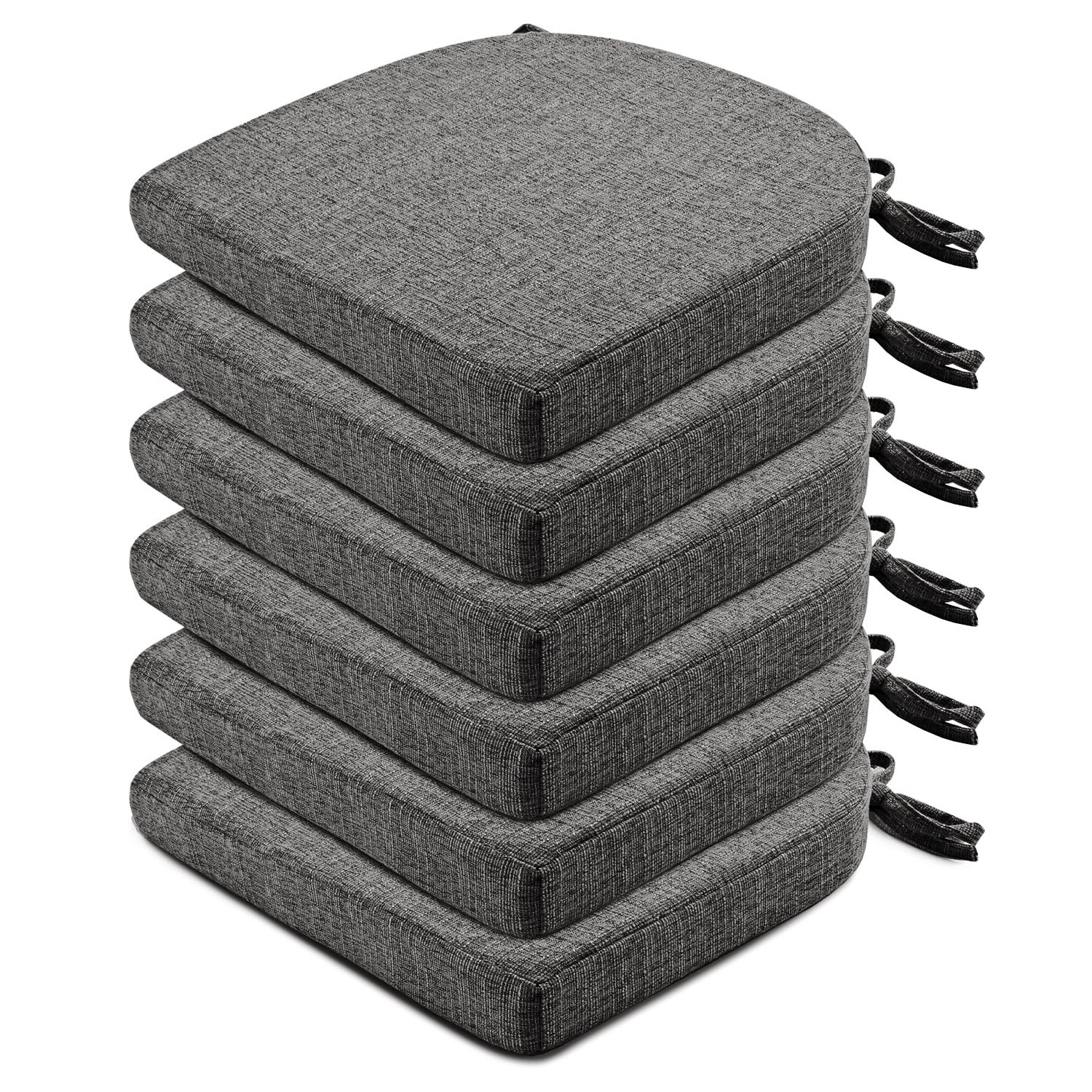 Chair Cushions for Dining Chairs 6 Pack - Kitchen Chair Cushions with Ties an...