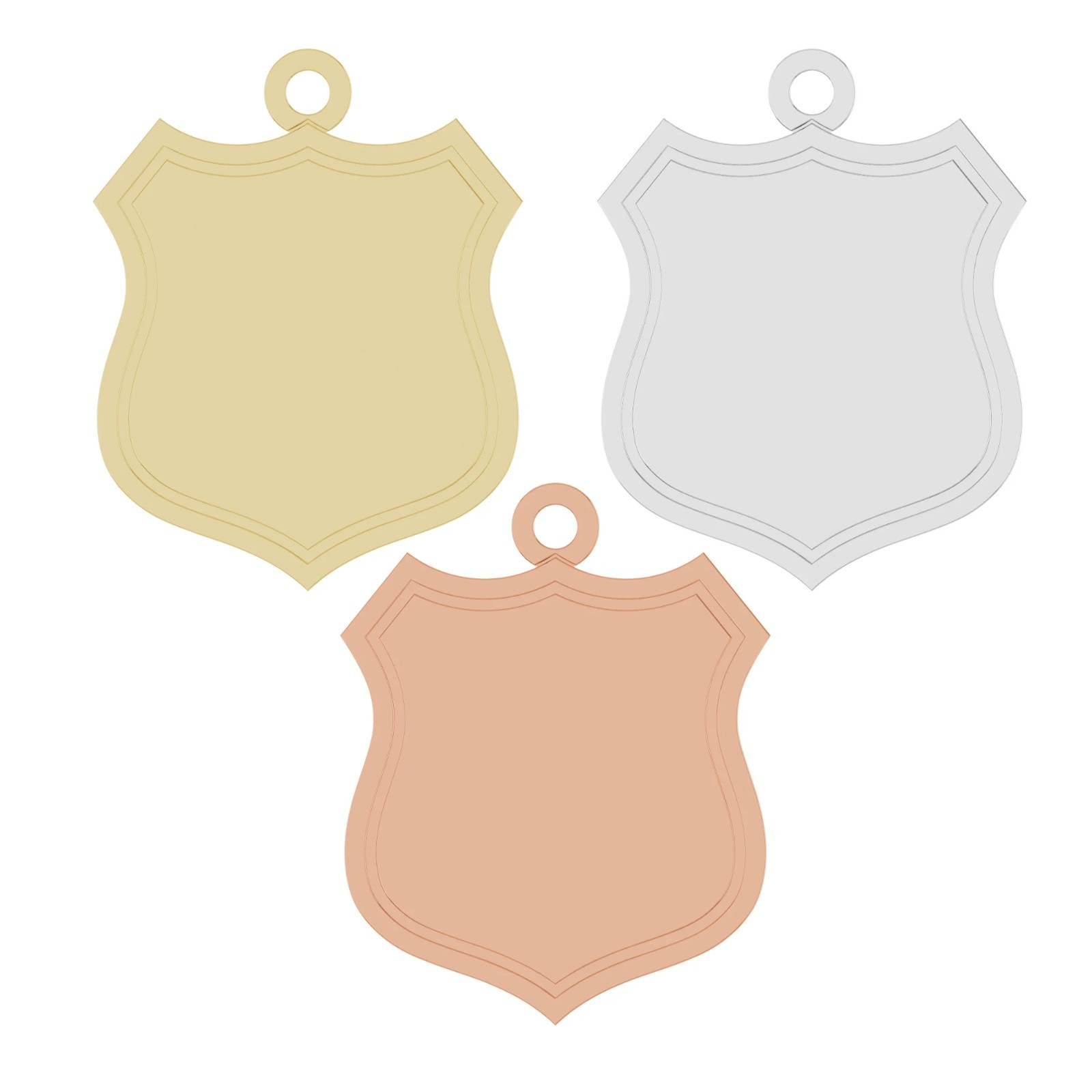 10K 14K 18K Gold, Platinum & Silver Engravable Police Badge Dangle