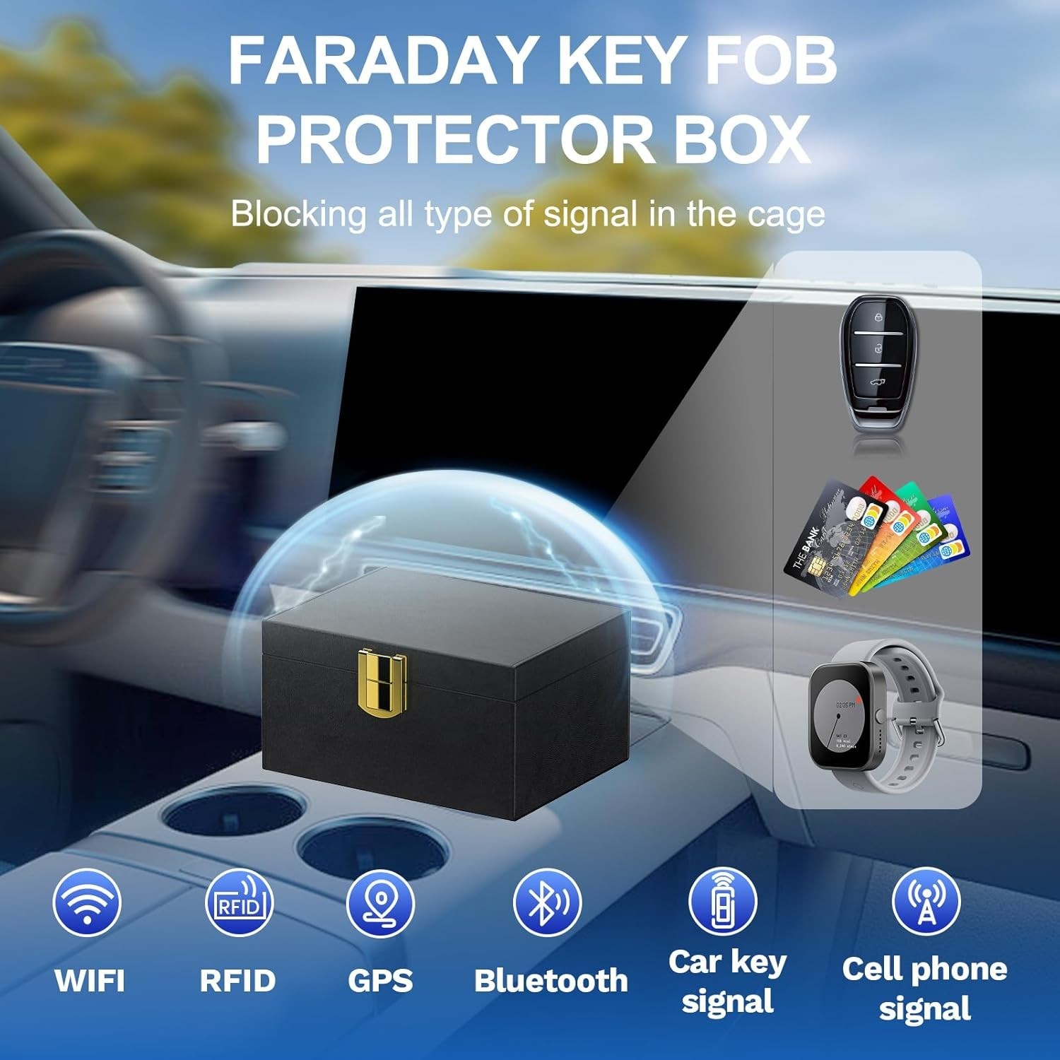 Faraday Signal Blocking Car Key Box Pouches Anti-Theft Shielding Safe Compact