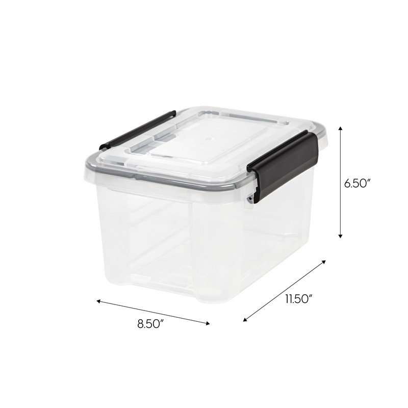 WeatherPro Storage Container Box 6.5 Quart Stackable Clear Bin W/ Latching Lid