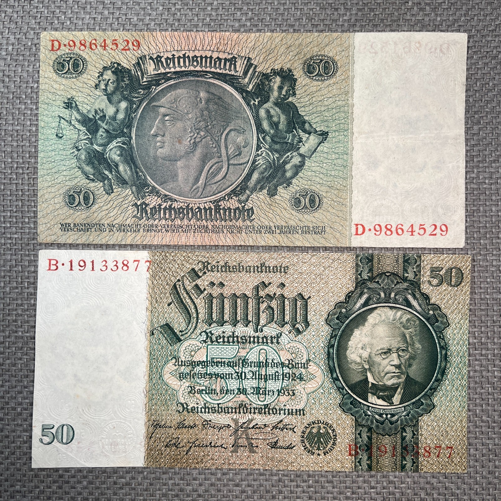 1933 50 Reichsbanknote Very Fine+ Collectable Banknote - Almost 100 Years Old!
