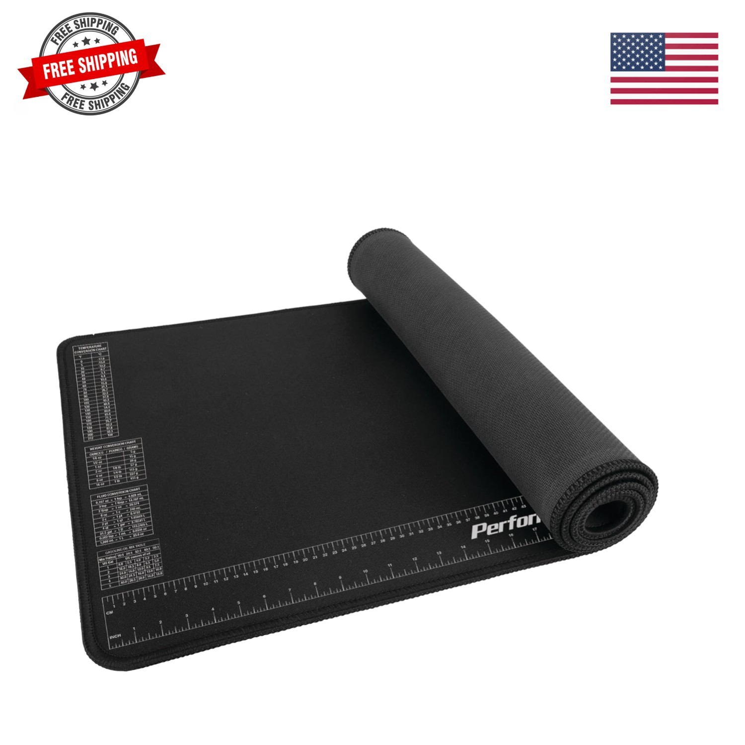 W88977 Neoprene Mat with Ruler and Reference Charts, Chemical Resistant, 16-I...
