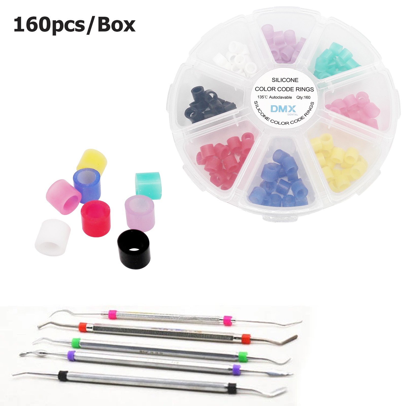 Dental Silicone Instrument Color CODE RING Band Autoclavable Small Asstd 160 Pcs