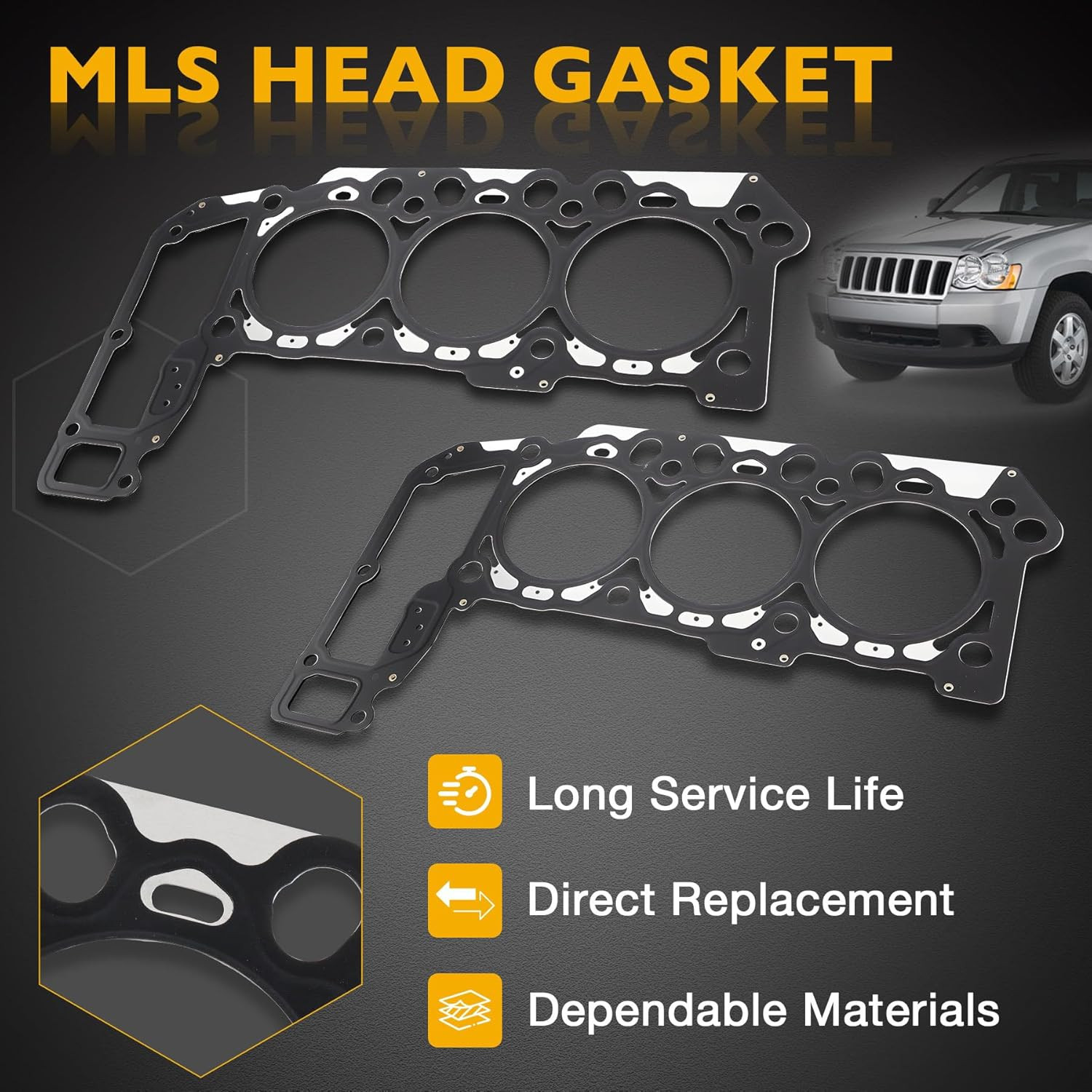 Head Gasket Set w Bolts for Dodge Dakota Jeep Grand Cherokee Ram V6 3.7L