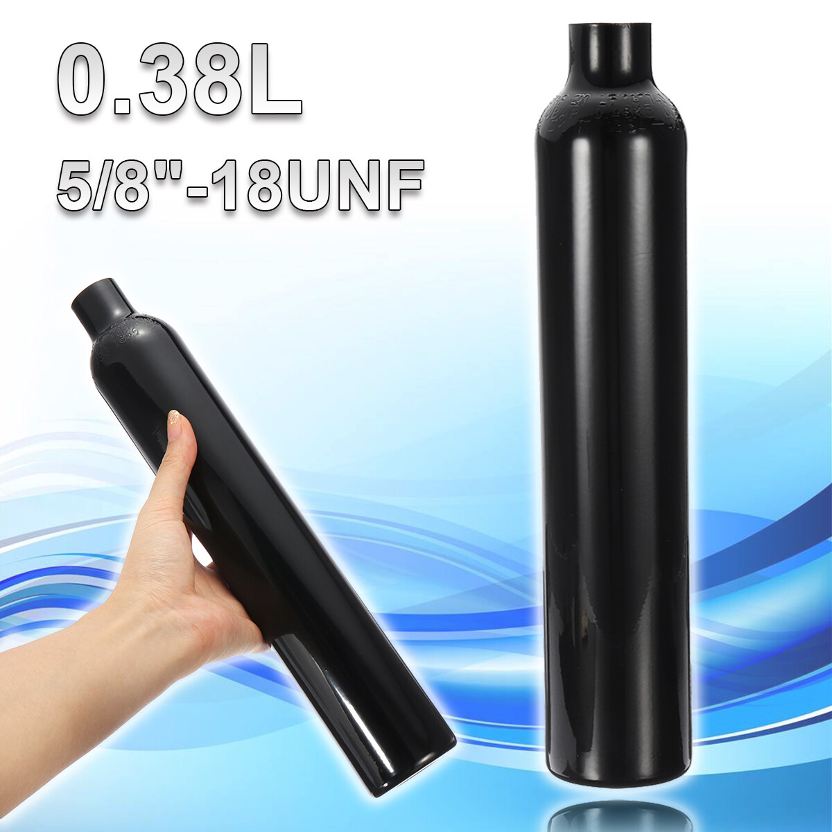 0.38L High Compressed Gas Cylinder Bottle Paintball Air Tank 3000PSI 5/8"-18 UNF