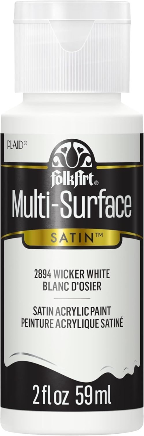 Versatile Multi-Surface Acrylic Craft Paint - 2 oz Bottle in Wicker White Color