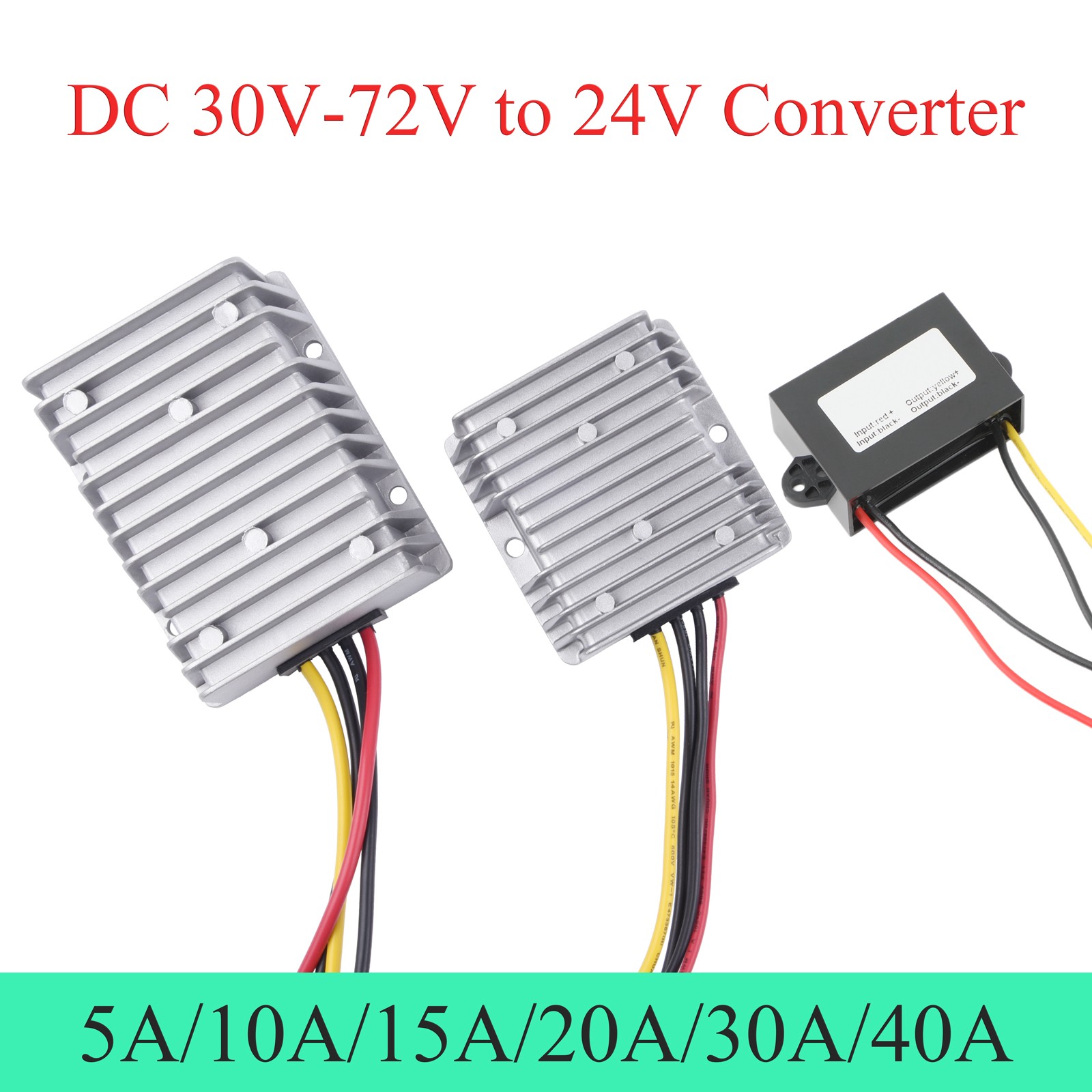 30-72V to 24V DC/DC Buck Converter 3A-40A Step Down Voltage Regulator for Car