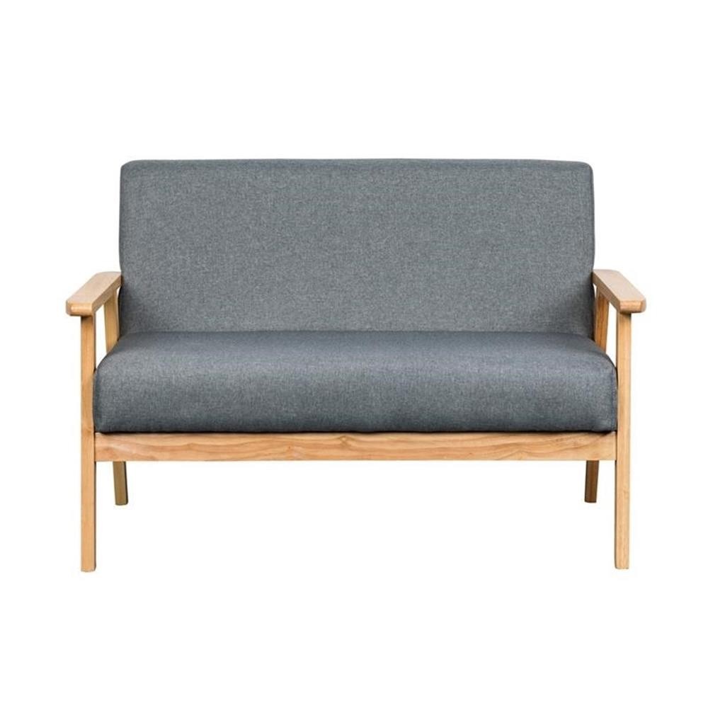 Home Square 2 Piece Linen Fabric Loveseat Set with Solid Wood Frame in Gray
