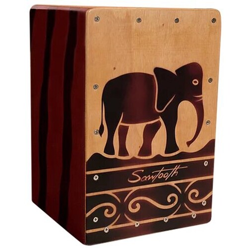 Sawtooth ST-HSC-T Harmony Series Hand Stained Elephant Design Travel Size Cajon