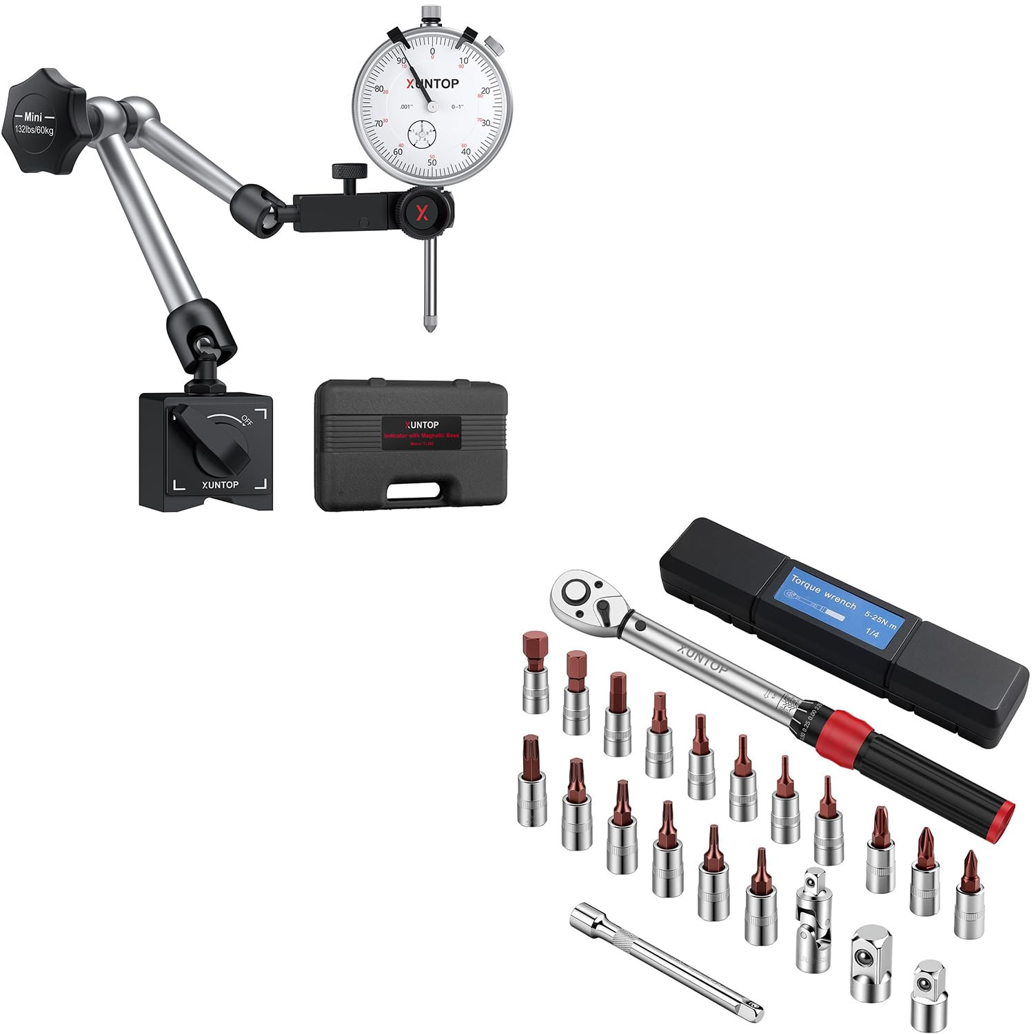 Professional Workshop & Assembly Kit: 1" Dial Indicator & 22Pcs Torque Wrench Se