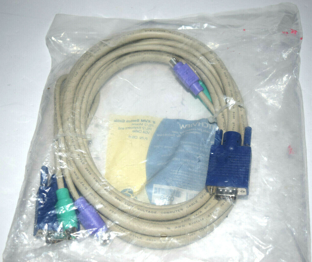 SWITCHVIEW 8' KVM SWITCH CABLE, PS/2 MOUSE,P/S/2 KEYBOARD AND VGA CABLE
