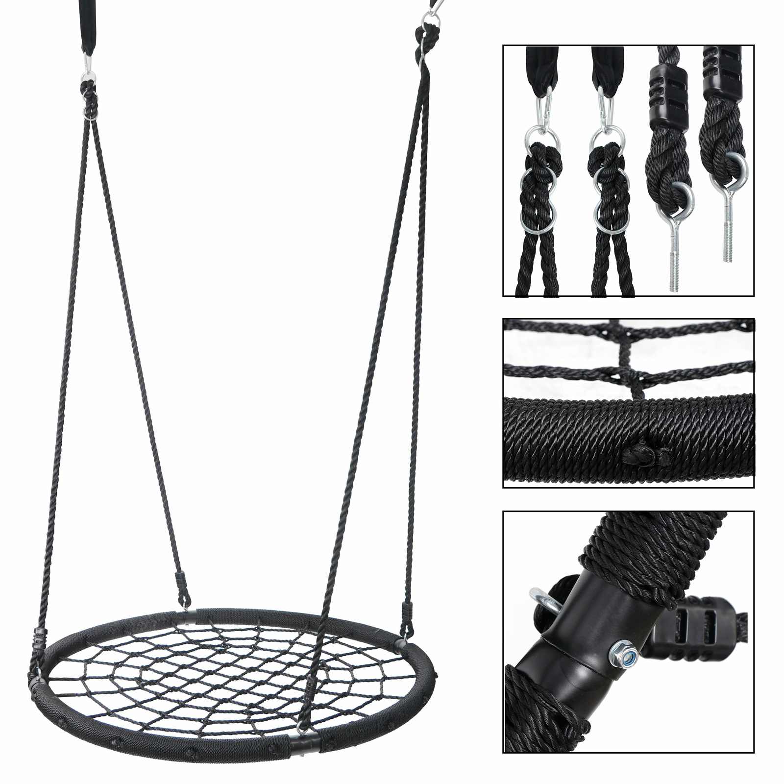 A-Frame Swing Stand Yard Lawn Playground + 48'' Spider Web Tree Swing Net