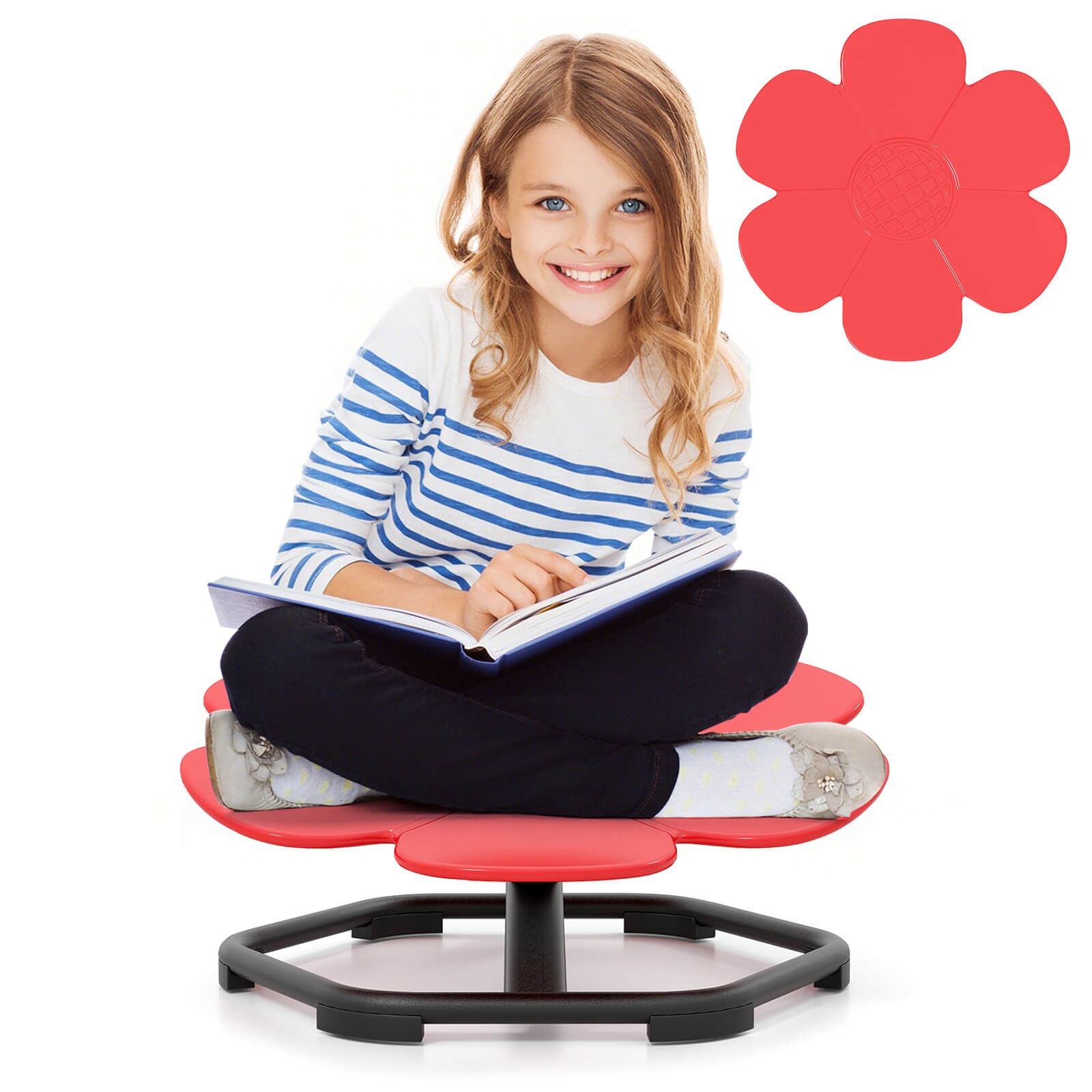 Kids Sensory Swivel Chair w/Non-Slip Metal Base for Autistic Kids Indoor Outdoor