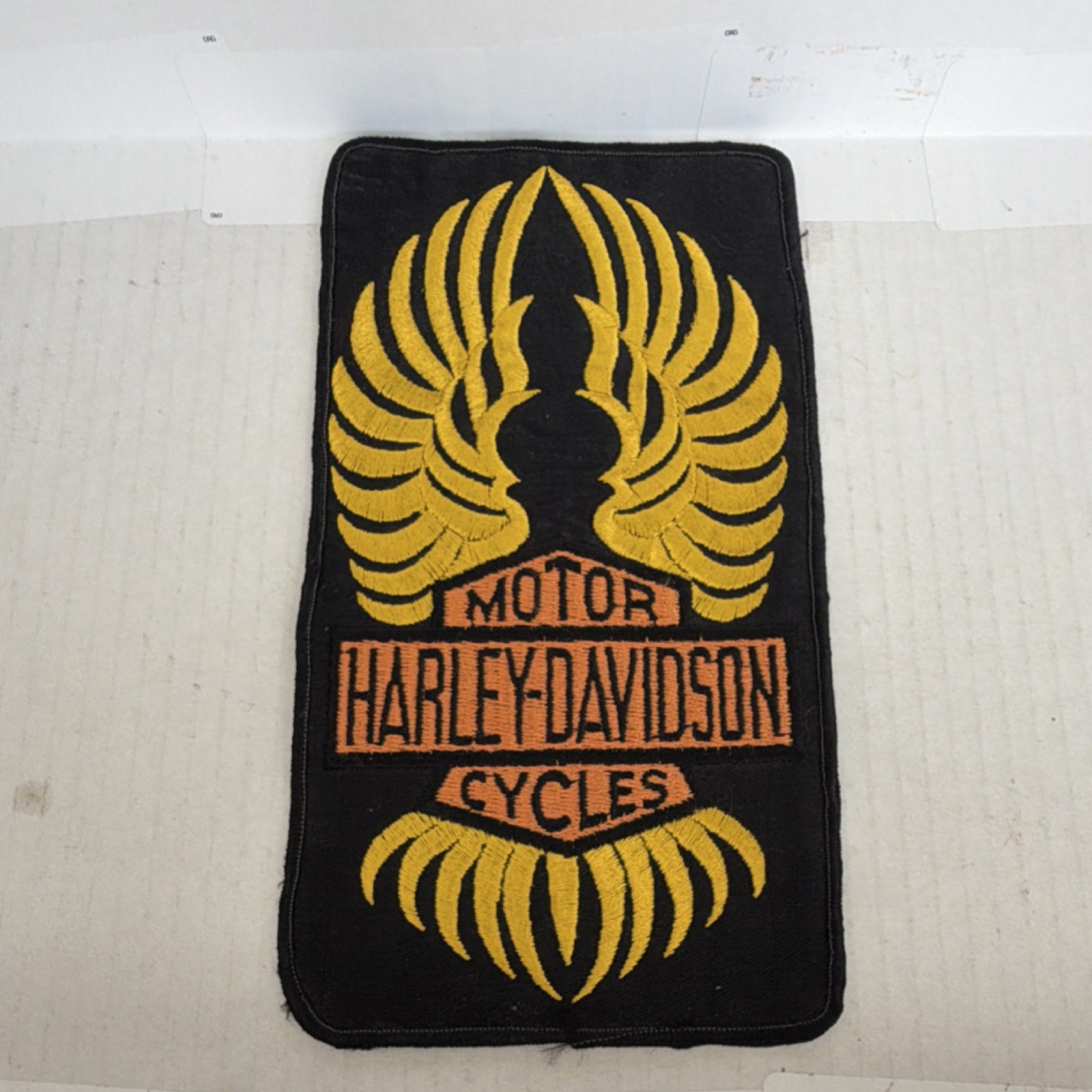 Harley-Davidson Motorcycles Embroidered Patch Badge Black/Gold Approx 10" x 6"