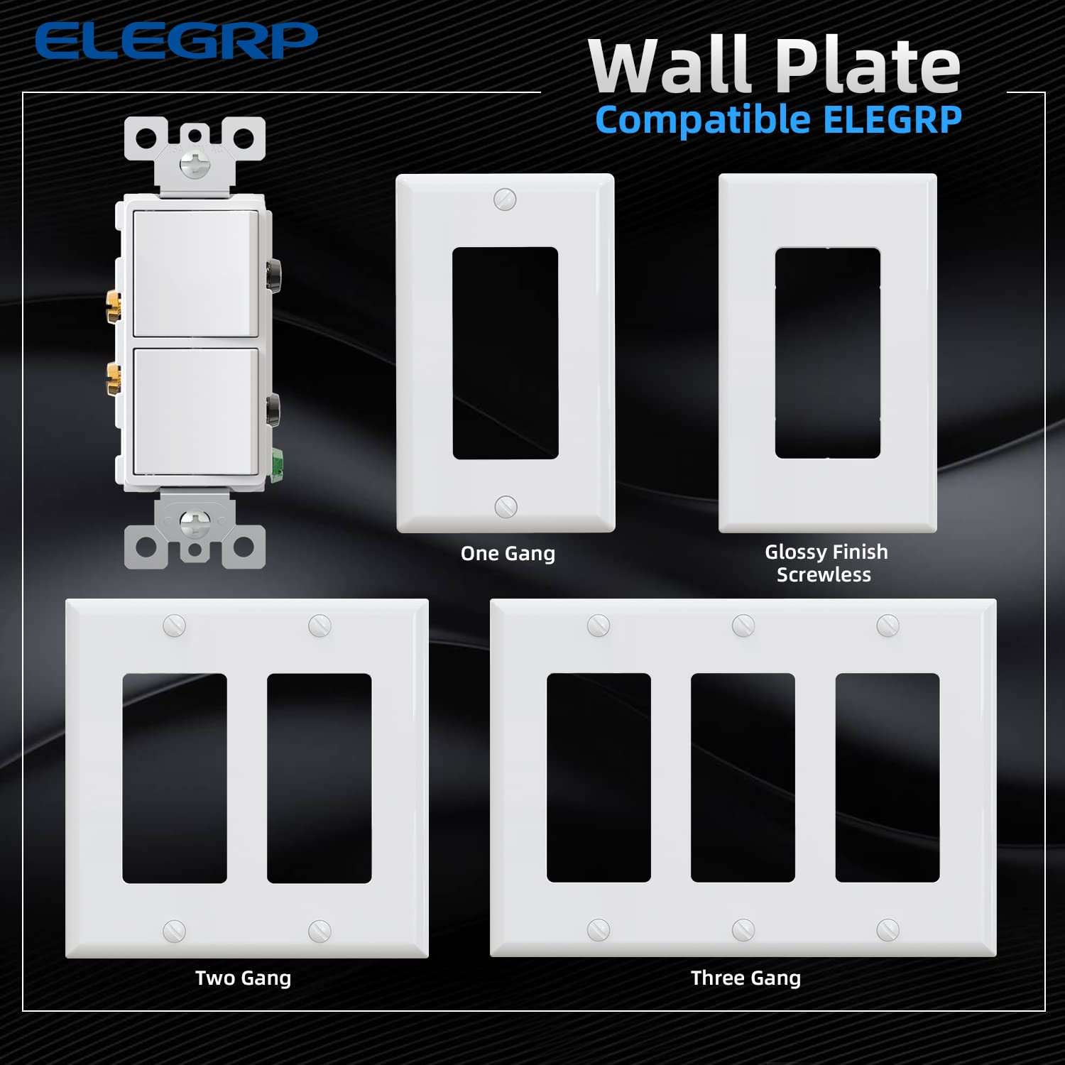 Decorator Double Rocker Light Switch, Two Single Pole Electrical Paddle, 15A 120