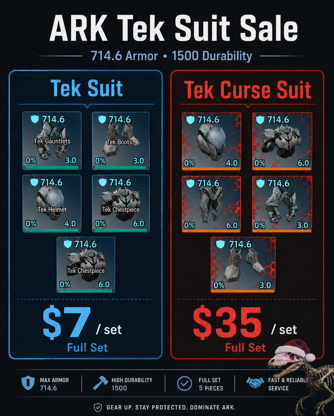 ArkSurvival Ascended PVE - Tek Suit/ Tek Curse Suit (one set)