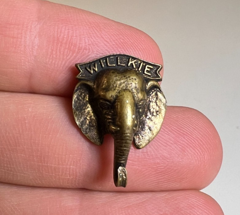 Antique 1940 40s Wendell Willkie Elephant Campaign Political Pin Republican GOP