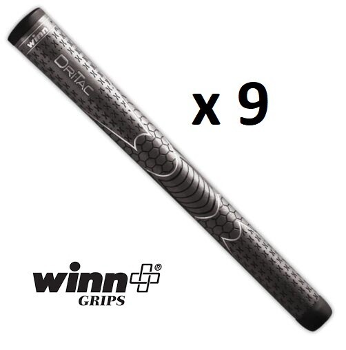 9 Winn Dri-Tac DriTac AVS Perform.Soft Dark Gray Oversize/Jumbo +1/8" Golf Grip