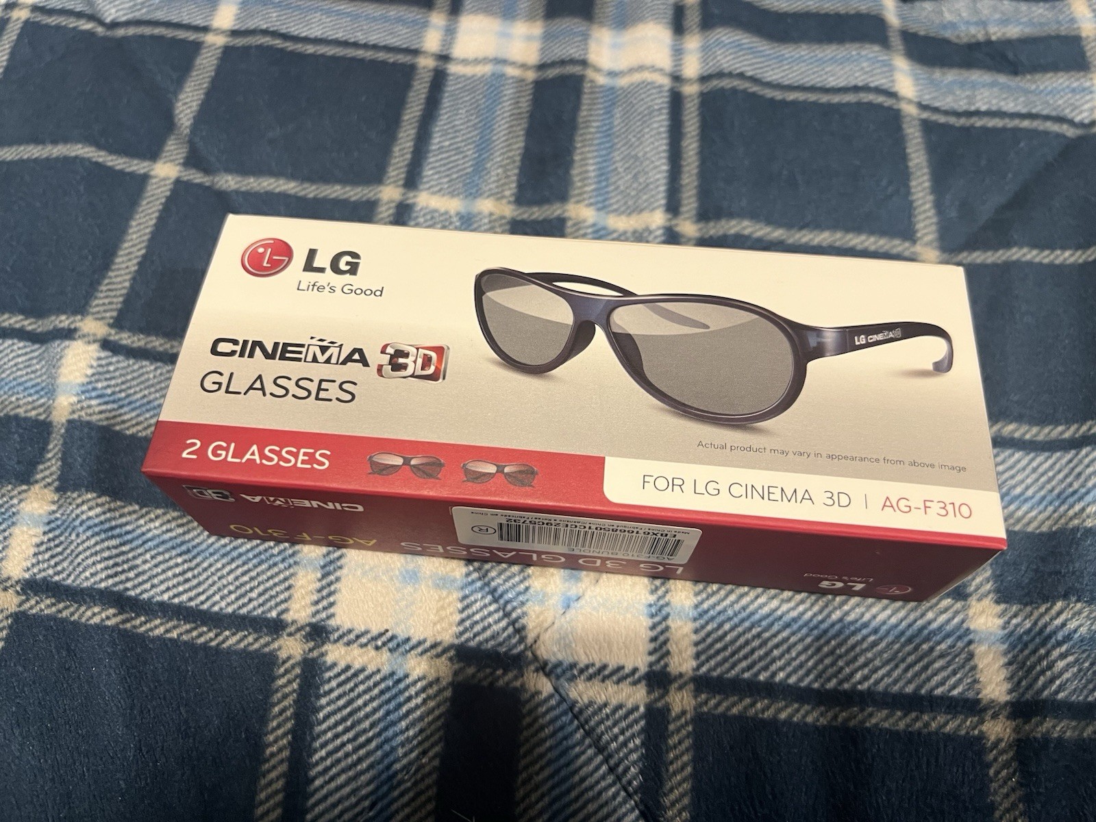 LG Cinema 3D Glasses AG-F310 Black 2 Pack 3D Set of Two Glasses
