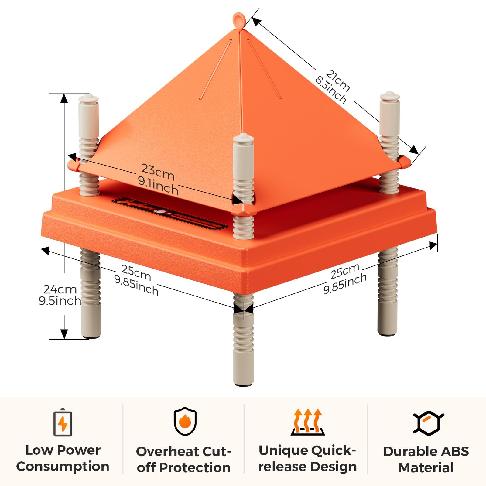 Chick Brooder Heating Plate 10" x 10" with Anti-Roosting Cone, Stepless Adjus...