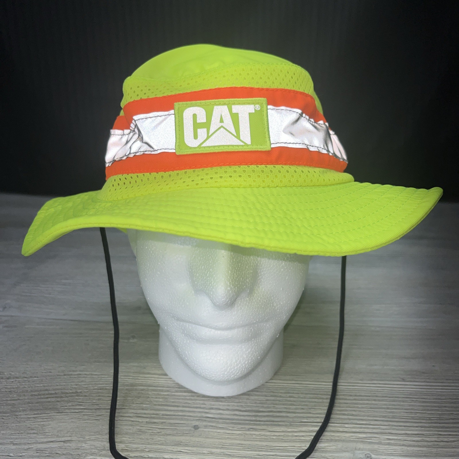 Caterpillar CAT Equipment Hi-Vis Safety Yellow Neon Green Reflective Safari Hat