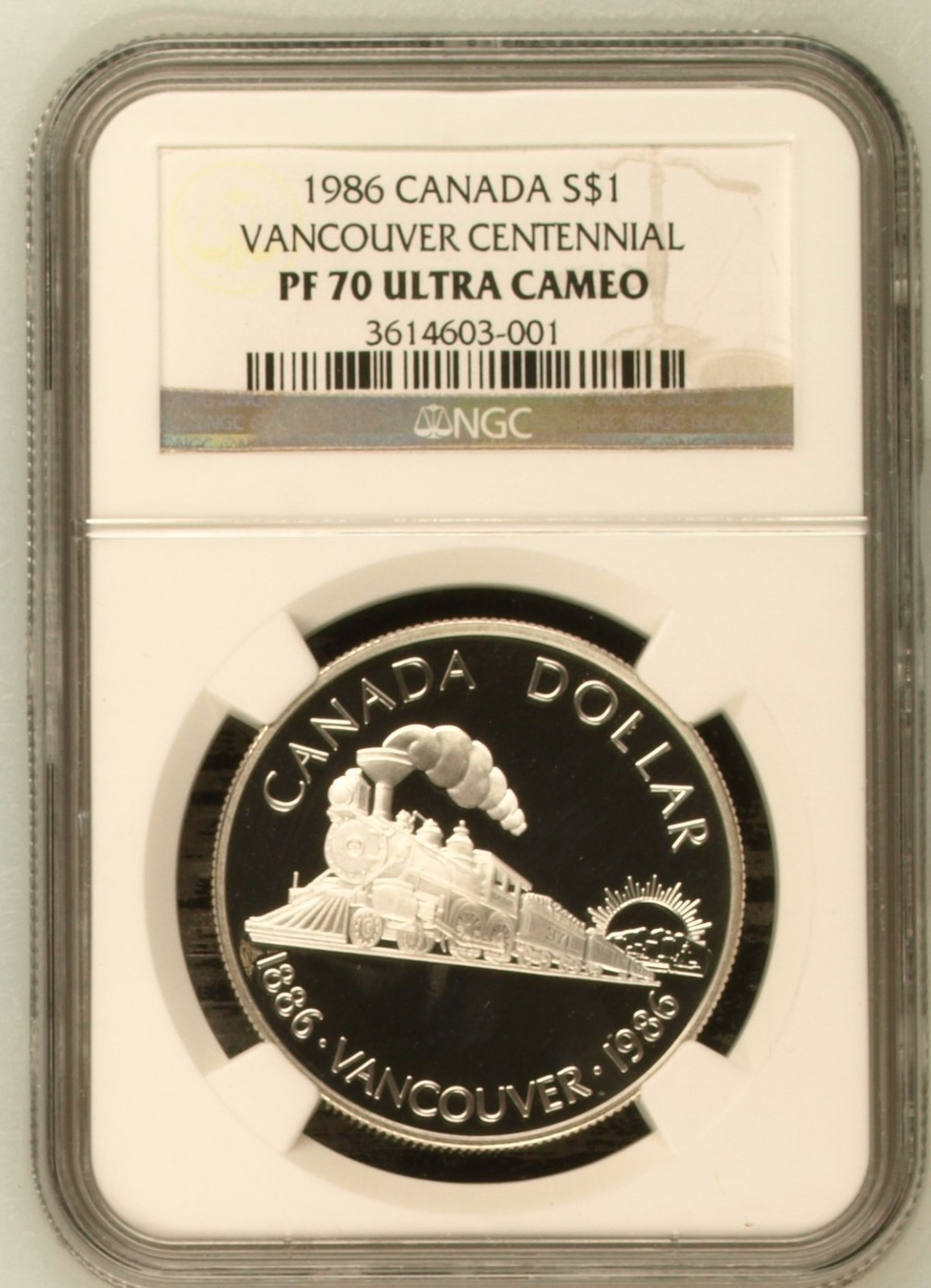 1986 CANADA TOP POP SILVER $1 DOLLAR NGC PF 70 ULTRA CAMEO VANCOUVER CENTENNIAL