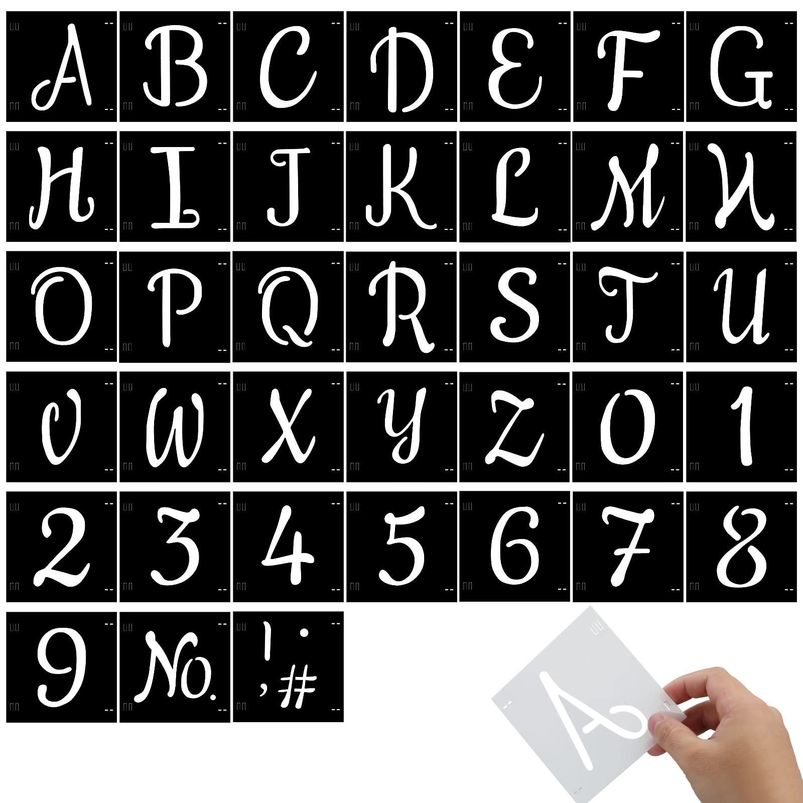 38 Pieces Letter and Number Templates - Reusable Plastic Alphabet Art Craft S...