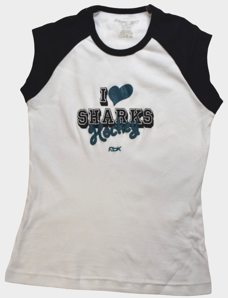 Reebok Womens NHL I Love San Jose Sharks Fitted Sleeveless Shirt NWT Small