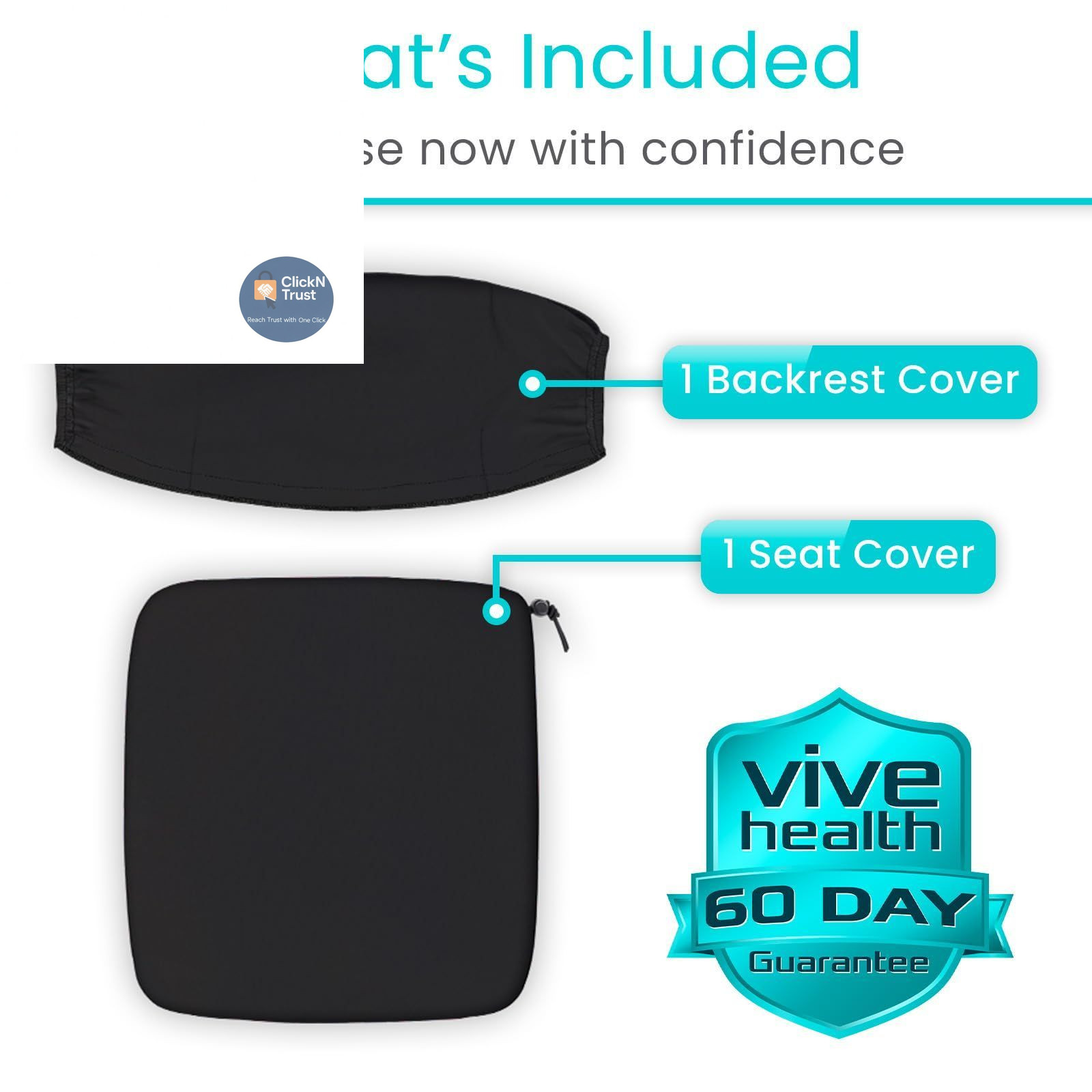 Vive Rollator Walker Seat and Backrest Covers - Removable Washable Black