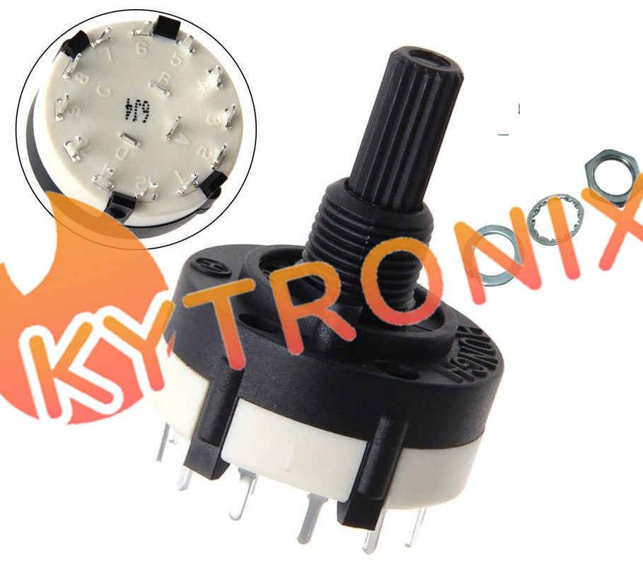 5pcs AC 125V RS26 1 Pole Position 12 Switch Band Rotary Channel Thread Plastic S