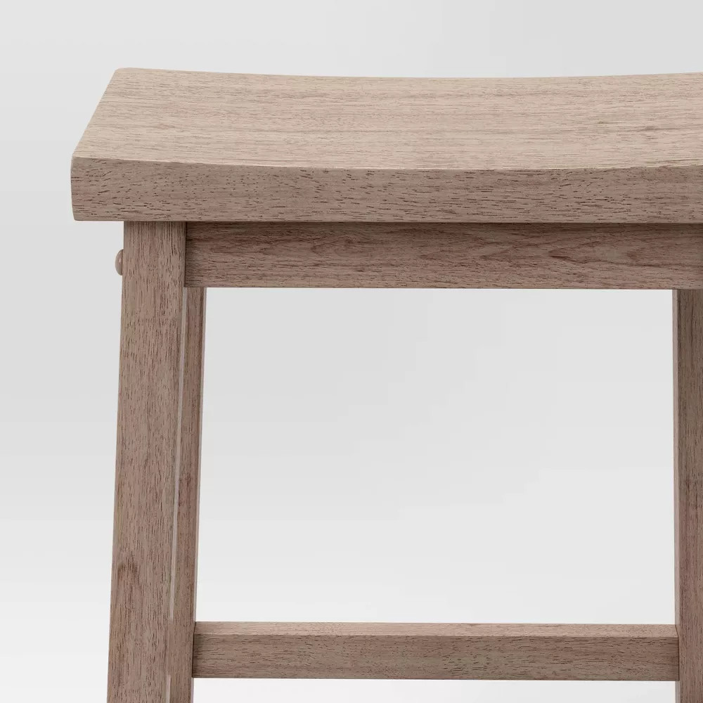 2pk 24" Solid Wood Saddle Counter Height Barstools Natural - Room Essentials