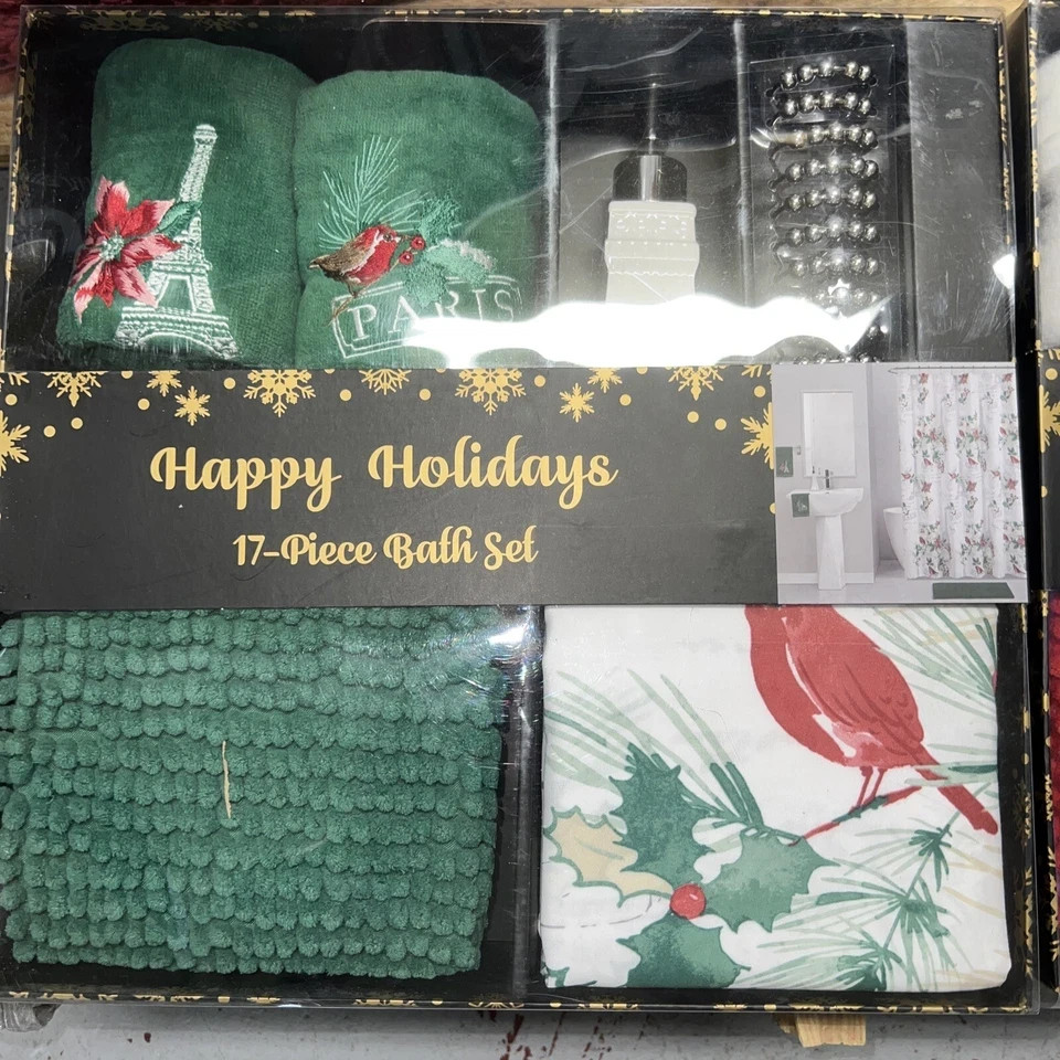 VCNY Home 17-Pc. Paris Holiday Bath Set, New, (green)