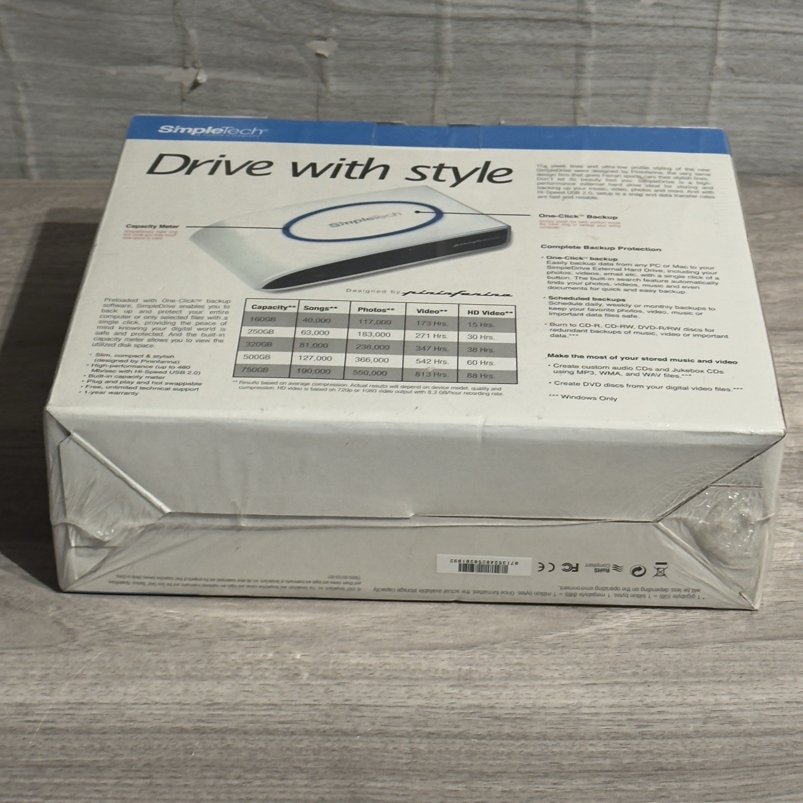 NEW SimpleTech SimpleDrive External Hard Drive 250GB Hi-Speed USB 2.0