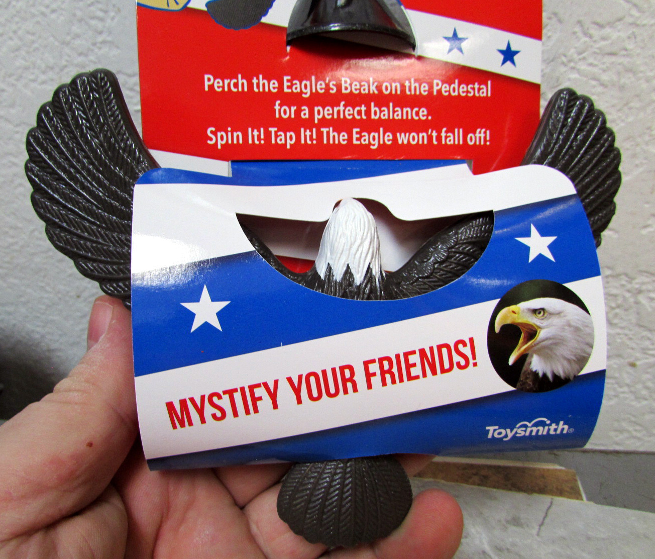 Novelty toy Balancing Eagle with stand, will spin on its stand, Eagle is 7 x 4.5
