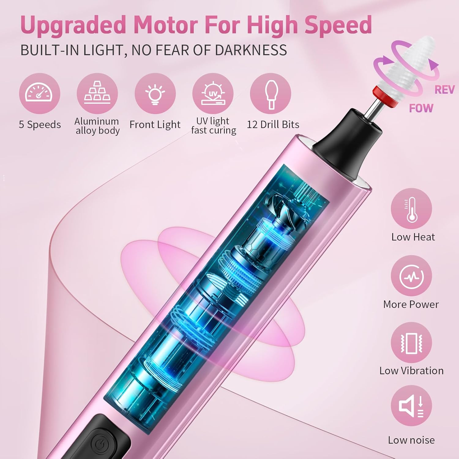 Cordless Nail Drill Electric File with UV Nail Lamp: Professional for Acrylic Ge
