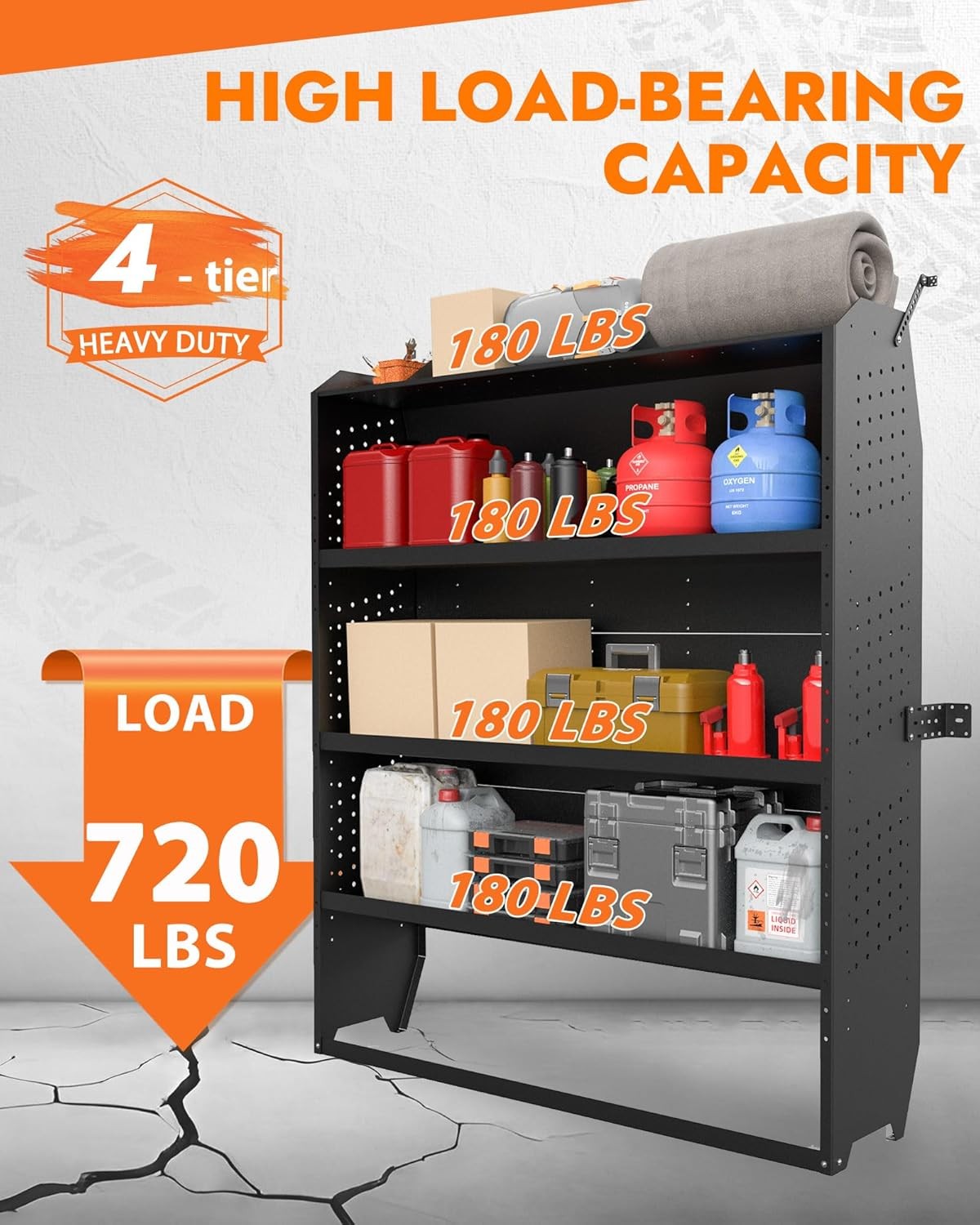 MELIPRON 42''W x 60''H x 13''D Mid/High Roof Steel Cargo Van Shelves Storage