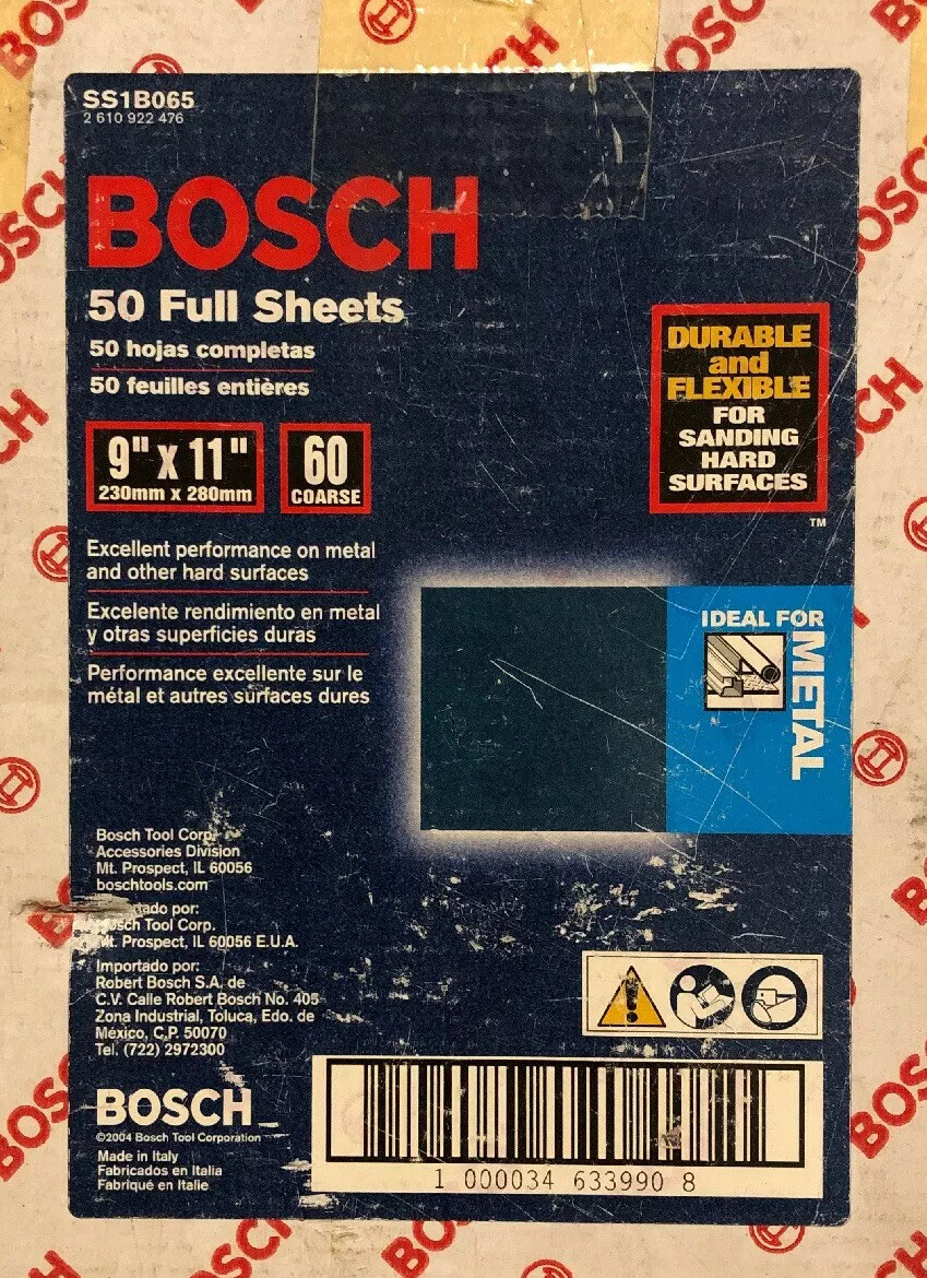 Bosch SS1B065 9 Inch x 11 Inch Sanding Sheet, Blue, 60 Grit Blue Metal