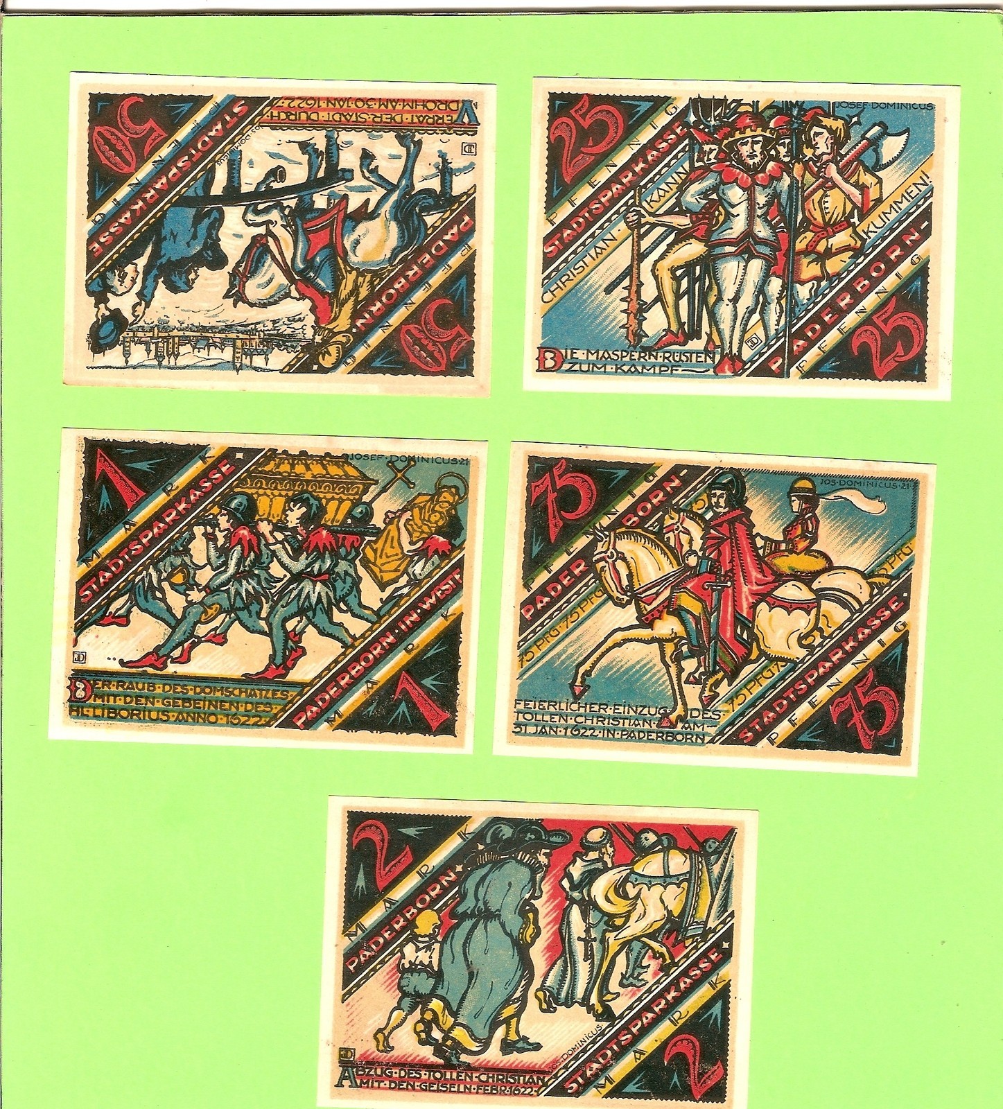 #I6. FIVE  GERMAN NOTGELD NOTES - STADTSPARKASSE