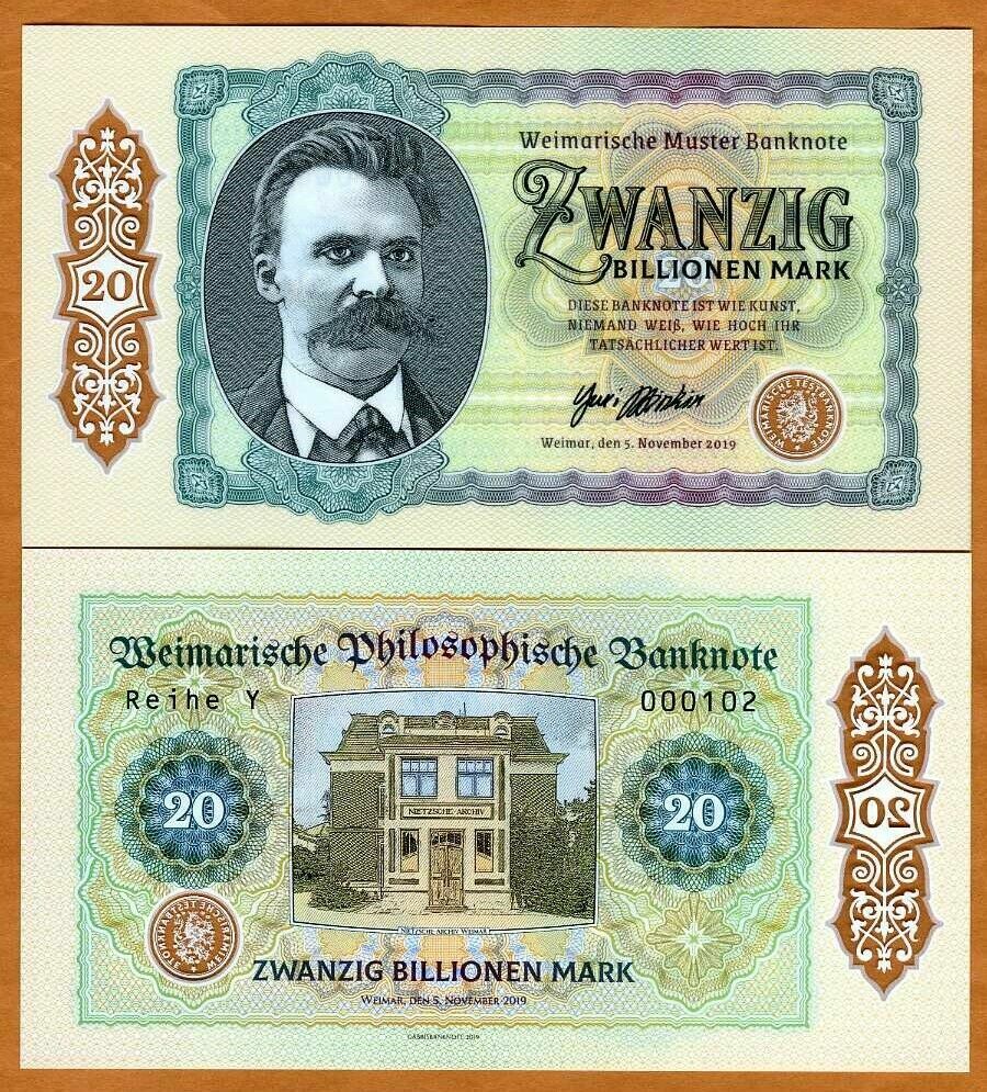 GERMANY 20 Billion Marks 2019 Series Y Nietzsche FANTASY Polymer Banknote