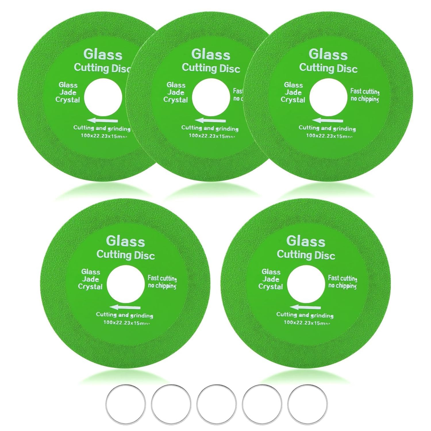 5 Pack Glass Cutting Disc for Angle Grinder 4" x 7/8” Glass Ceramic Blade