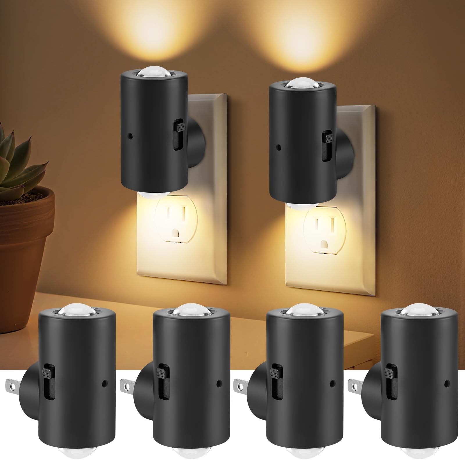 TSEXES LED Night Lights Plug into Wall,Dimmable in Compact, 2700K